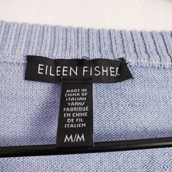 Eileen Fisher Fine Italian Merino Lt Blue Sweater - Picture 9 of 10